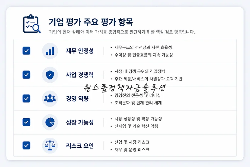 기업 평가 주요 평가 항목