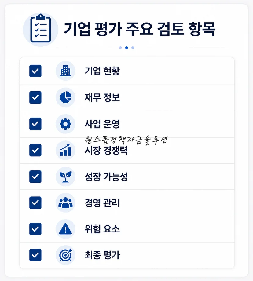 기업 평가 확인 항목 체크리스트