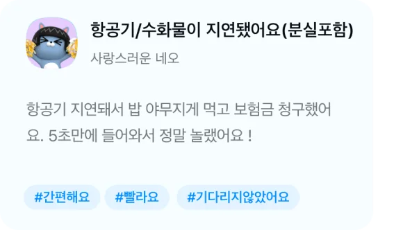 항공기 지연돼서 밥 야무지게 먹고 보험금 청구했어요. 청구한지 5초만에 입금되어 정말 놀랐어요!