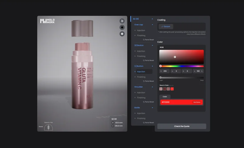 moldwork platform product simulation screen