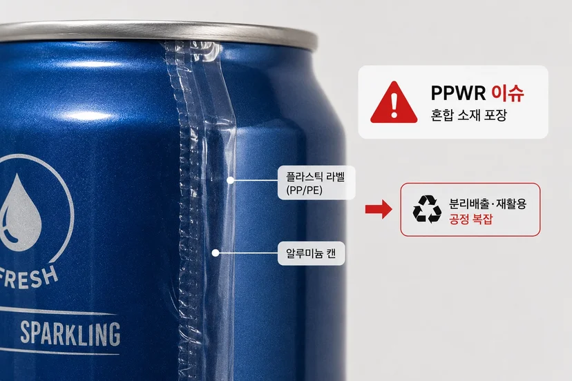 금속 포장과 혼합 소재 예시