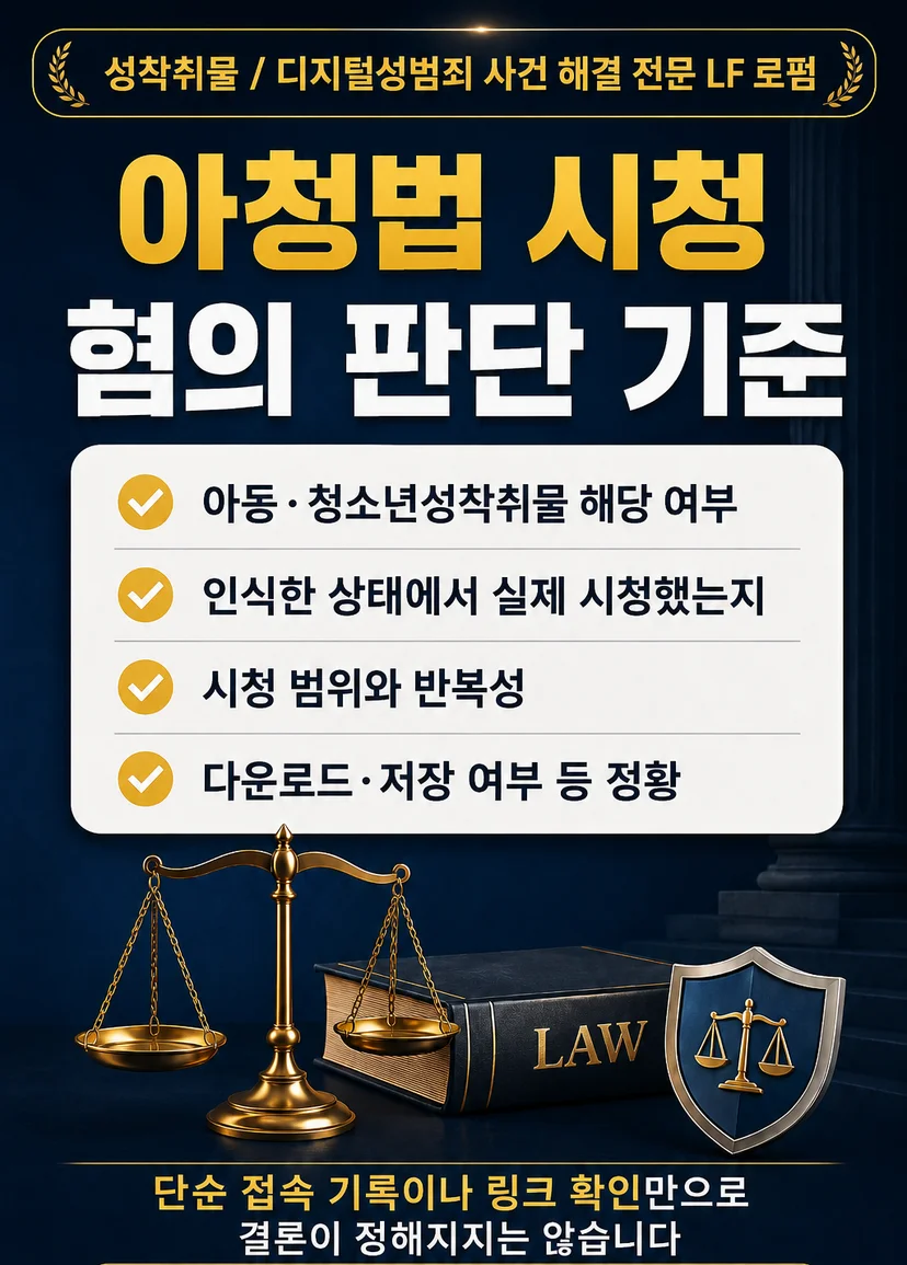 아청법 시청 처벌 혐의 인정 기준