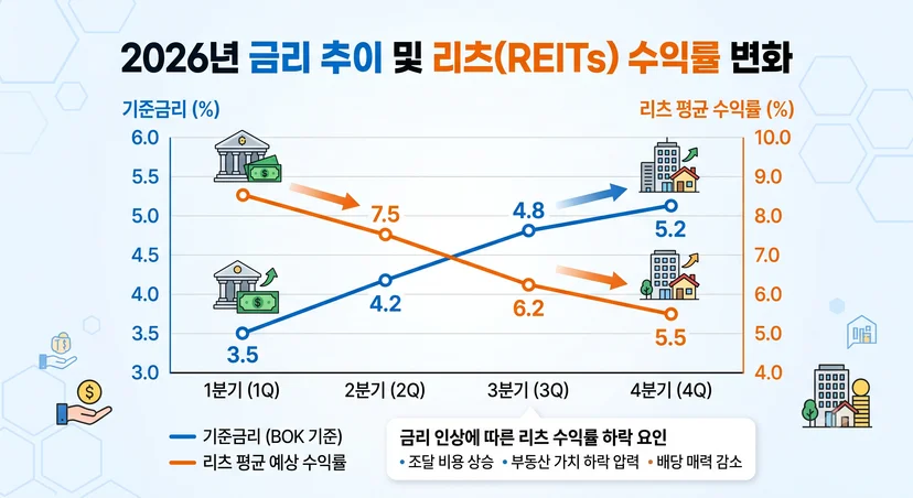 2026년 금리 추이에 따른 리츠 수익률 변화 그래프
