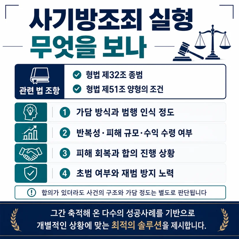사기방조죄 실형 가능성 검토, 양형 조건