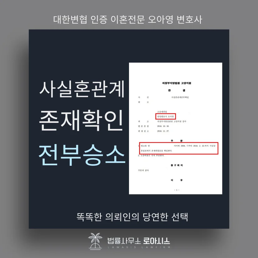 사실혼관계존재확인소송 승소판결문