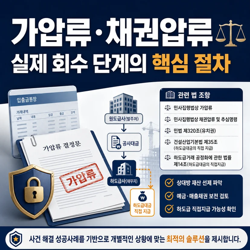 공사대금 미지급 소송, 가압류 채권압류 시 유의사항