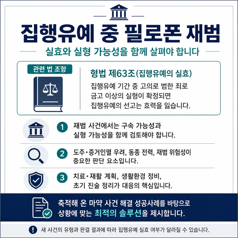 집행유예 중 필로폰 재범 실효/실형 가능성