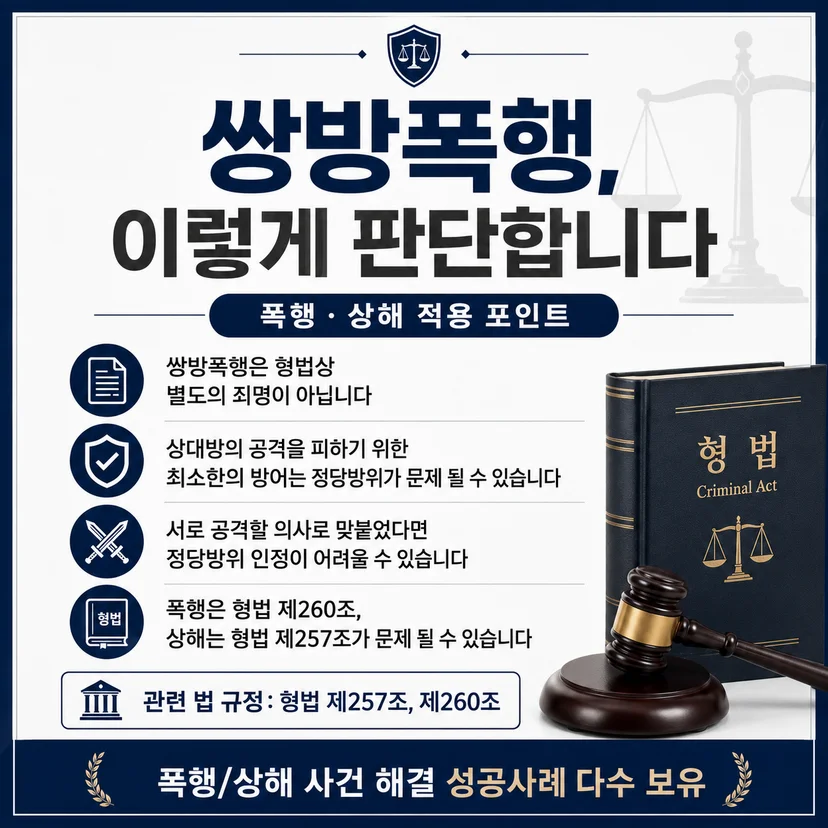 폭행 정당방위 쌍방폭행 판단