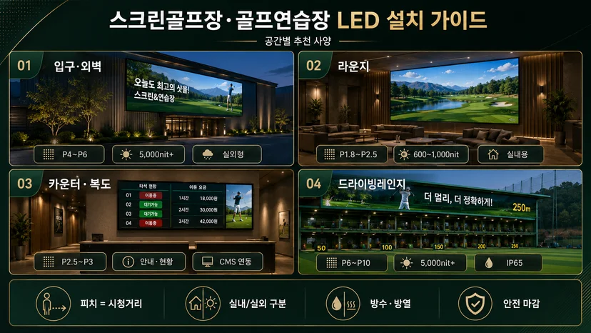 골프장 연습장 LED 전광판 설치 가이드 그림