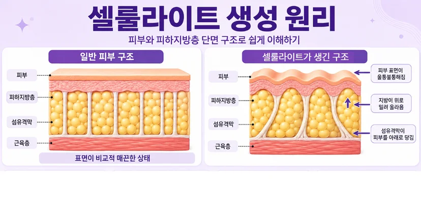피부 피하지방층 단면 구조 일러스트