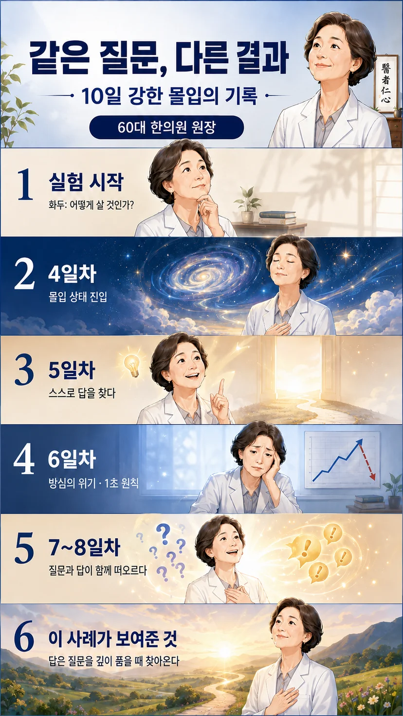 10일 동안 강한 몰입결과를 과정을 설명합니다.