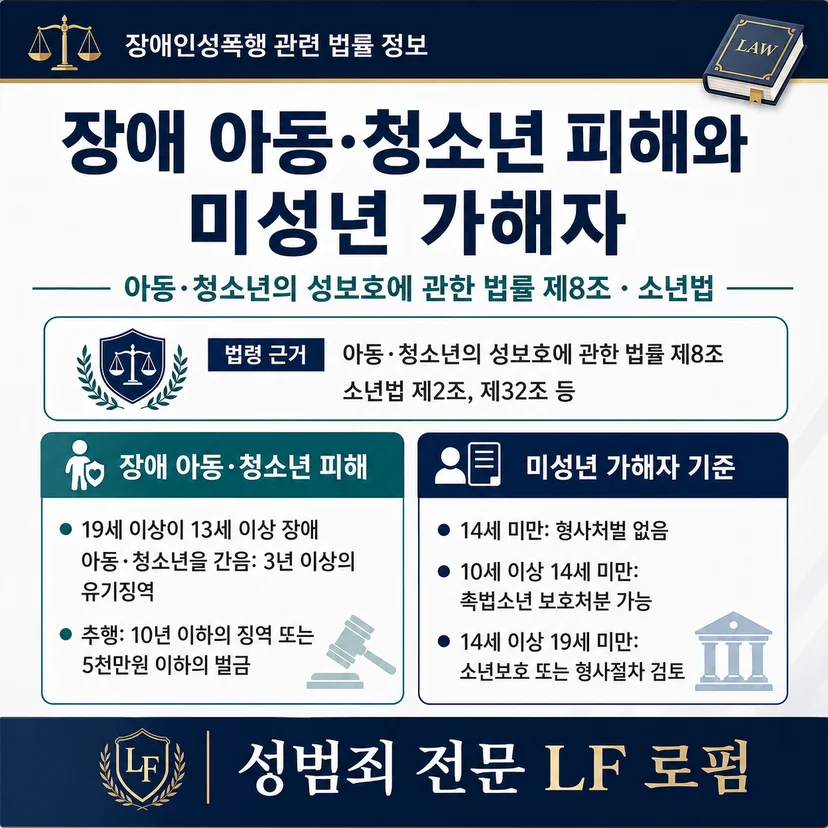 피해자/가해자가 미성년자인 경우 장애인성폭행 처벌 기준