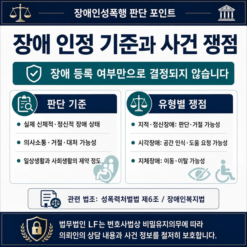 장애인성폭행 처벌 사건 쟁점/판단 기준