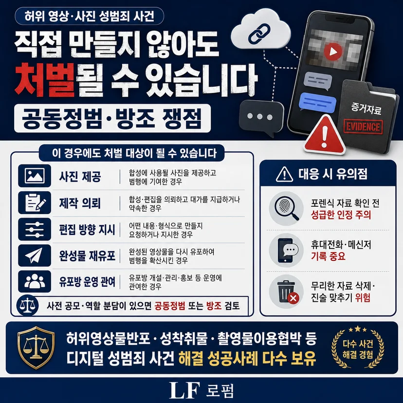 허위영상물반포죄 공동정범/방조범 쟁점