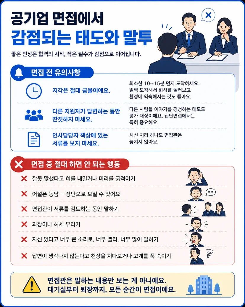 공기업 면접에서 감점되는 태도와 말투