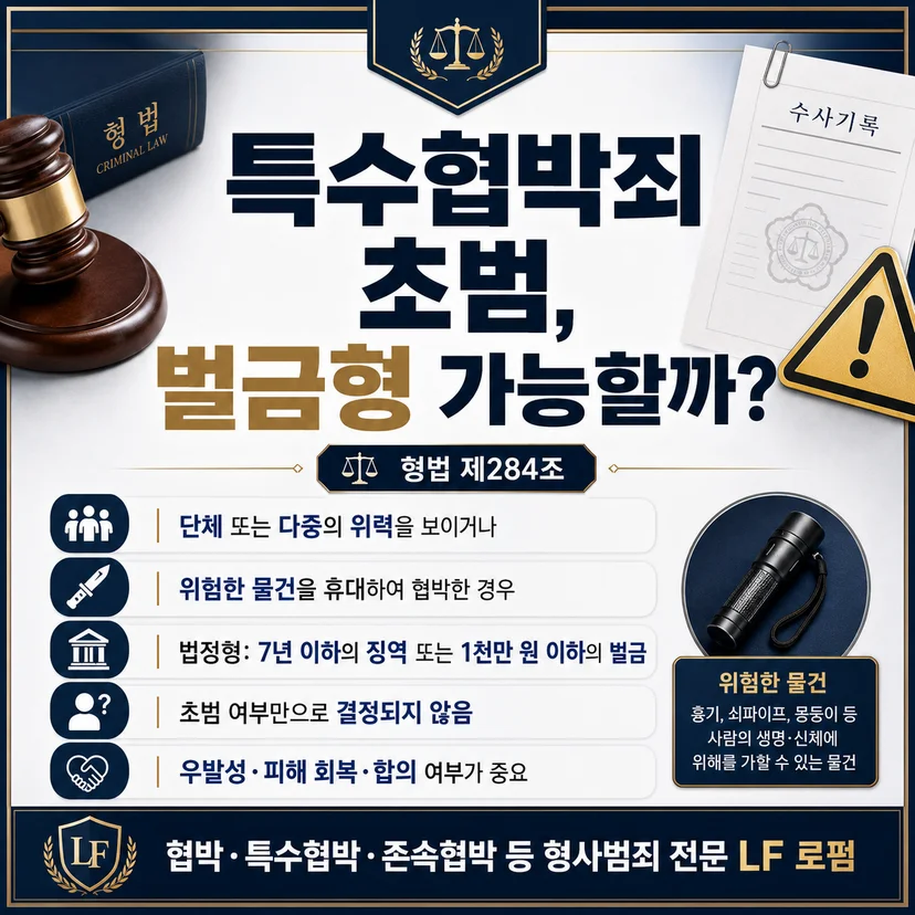 특수협박죄 초범 벌금형 가능성