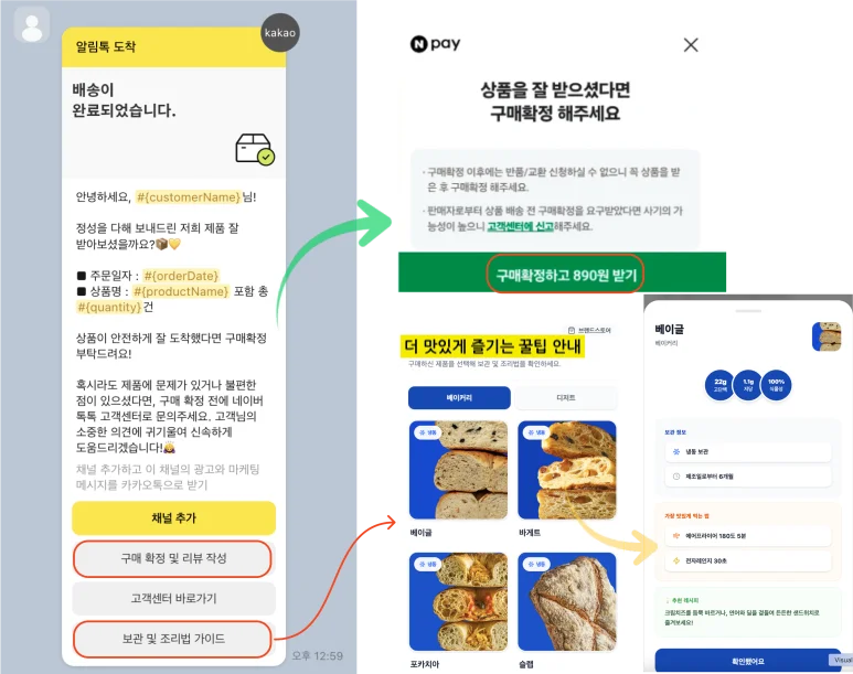 조리법을 안내한 알림톡