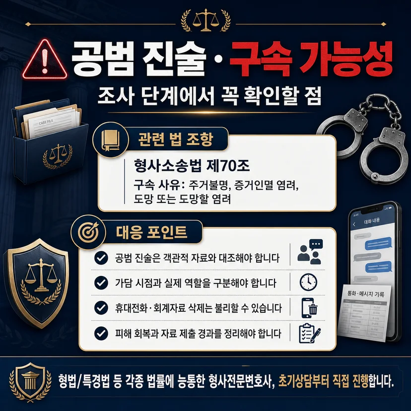 특경법 사기죄 공범 진술 및 구속가능성 검토