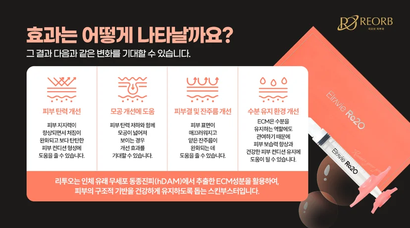 [리오브피부과] 엘라비에 리투오 시술 후 느낄 수 있는 효과에 대해 설명한 이미지
