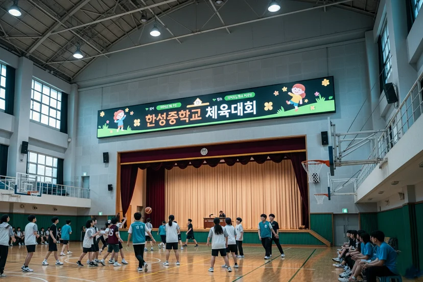 강당 LED 전자현수막 설치사진