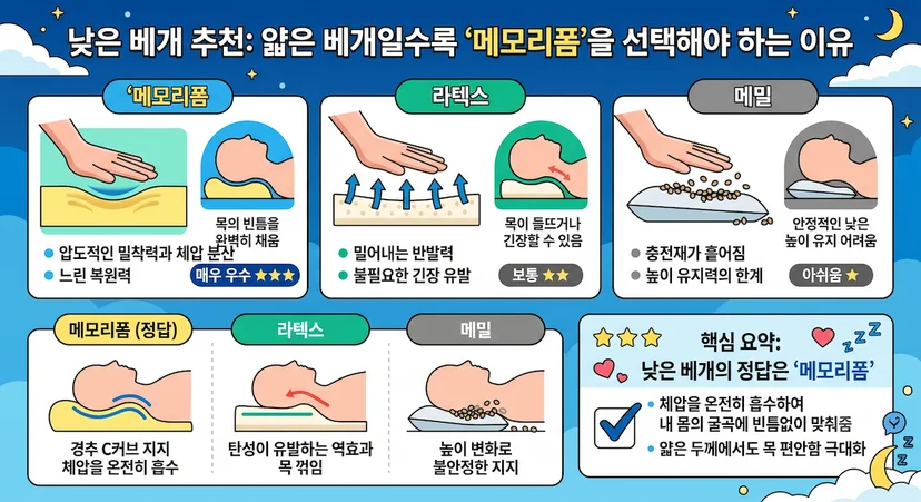 낮은 베개 추천 : 메모리폼 베개