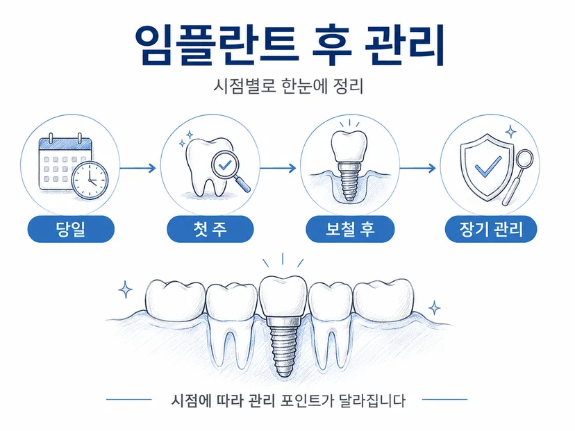 임플란트 후 주의사항 시점별 관리 흐름 정리 이미지
