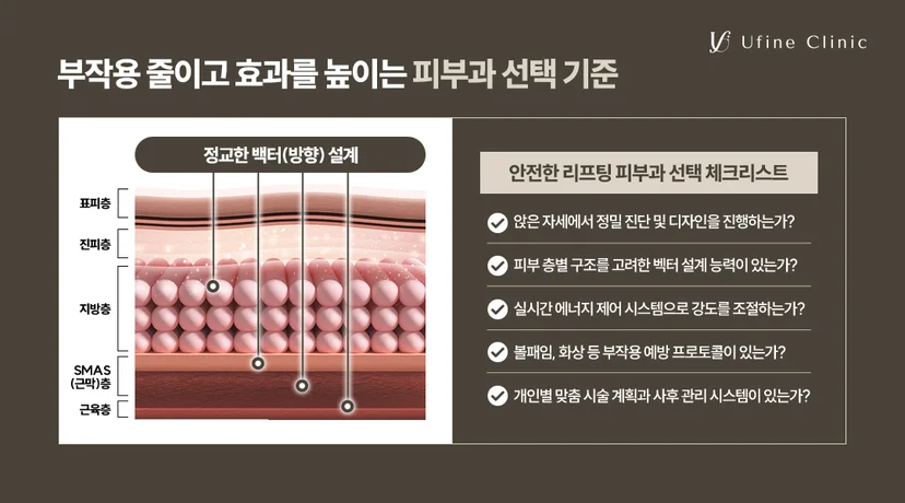 리프팅 부작용 줄이는 피부 층별 벡터 설계와 안전한 불당동피부과 선택 기준