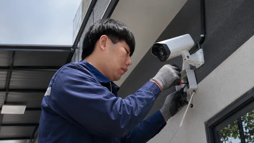 CCTV 설치 중인 모습