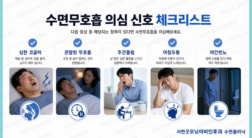 코골이 및 수면무호흡증 의심 신호, 체크리스트