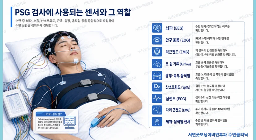 수면다원검사 시 항목과 그 역할