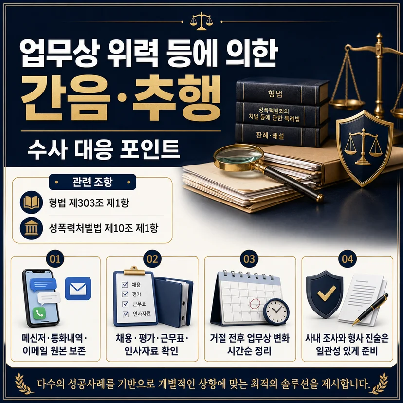 업무상 위력 등에 의한 간음 및 추행 사건 대응