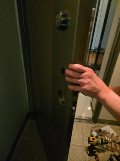 고봉동 철문 도어락, 삼성 DP720 푸시풀 교체 현장 사진 6