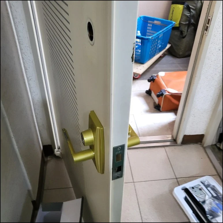 일산 도어락 고장 교체, 번호키 작동 불량과 현관문 점검 현장 사진 5