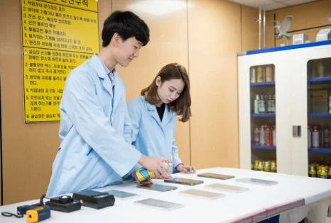 실습 도구를 사용해 작업하는 모습