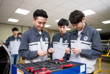 실습 도구를 사용해 작업하는 모습