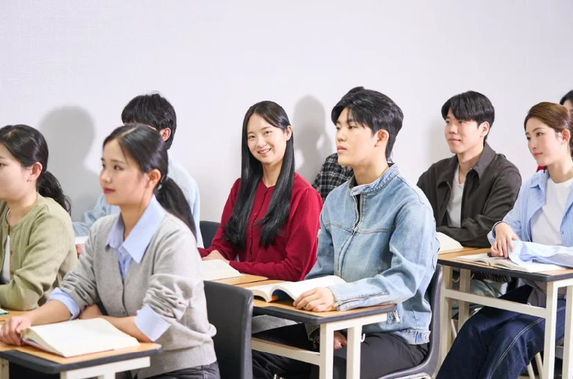 교실에서 수업을 듣는 학생들