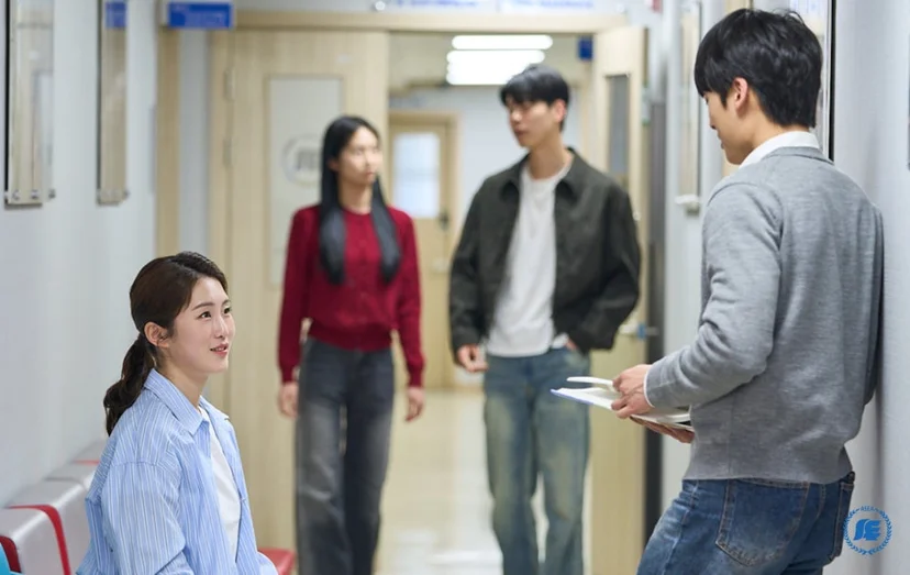 복도에서 이야기를 나누는 학생들