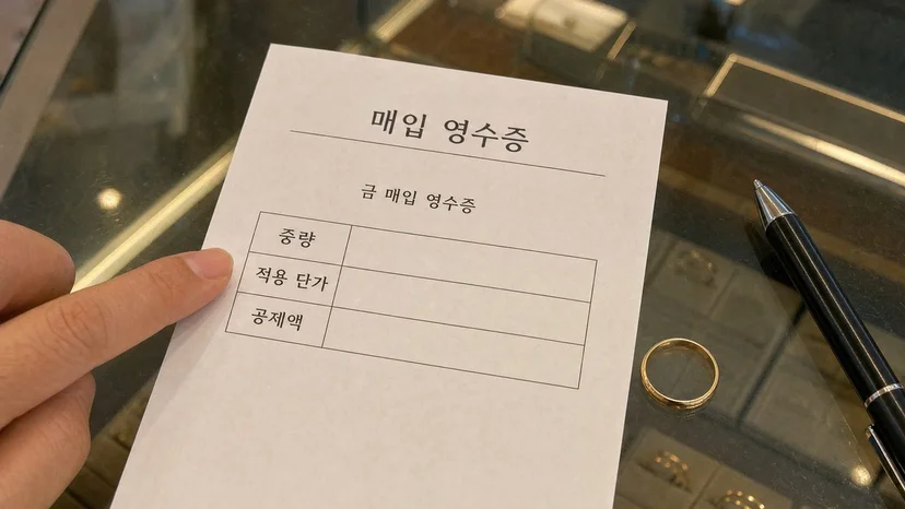 14K 금 팔 때 영수증의 중량 적용 단가 공제액 항목