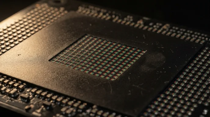 Macro shot of a fine-pitch LED pixel display panel showing the diode grid.