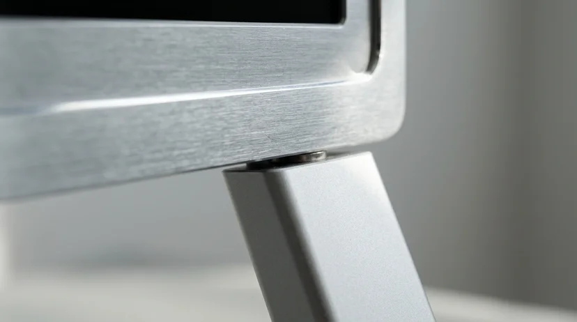 A close-up of a magnetic leg attached to an aluminum screen frame creating a gap.