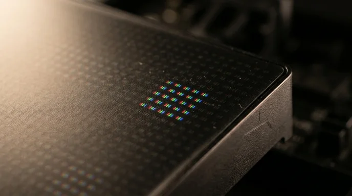 Macro view of the surface of an LED module panel showing a barely visible pixel grid.