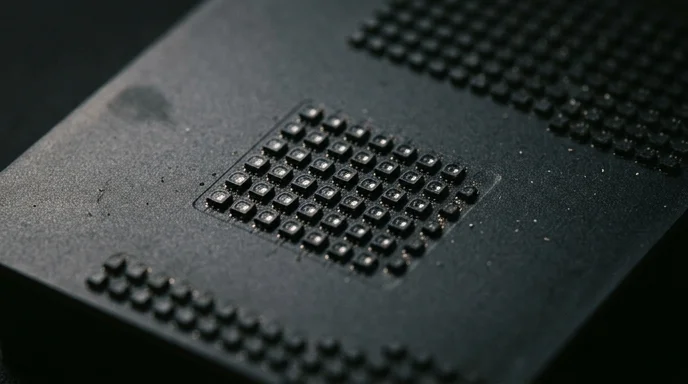 Close-up of tightly packed black diodes on a fine-pitch LED module surface.