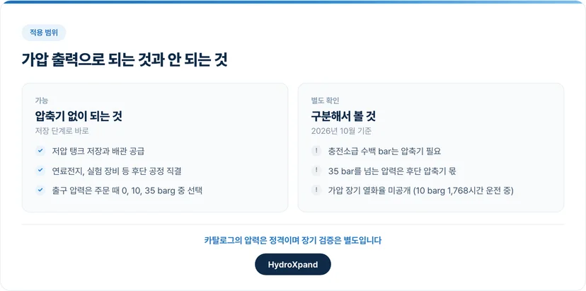 가압 출력으로 되는 것과 안 되는 것