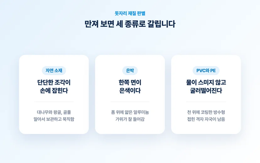 돗자리 재질 세 종류 판별 기준
