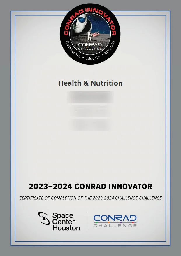 2023-2024 Conrad Innovator Health & Nutrition 인증서