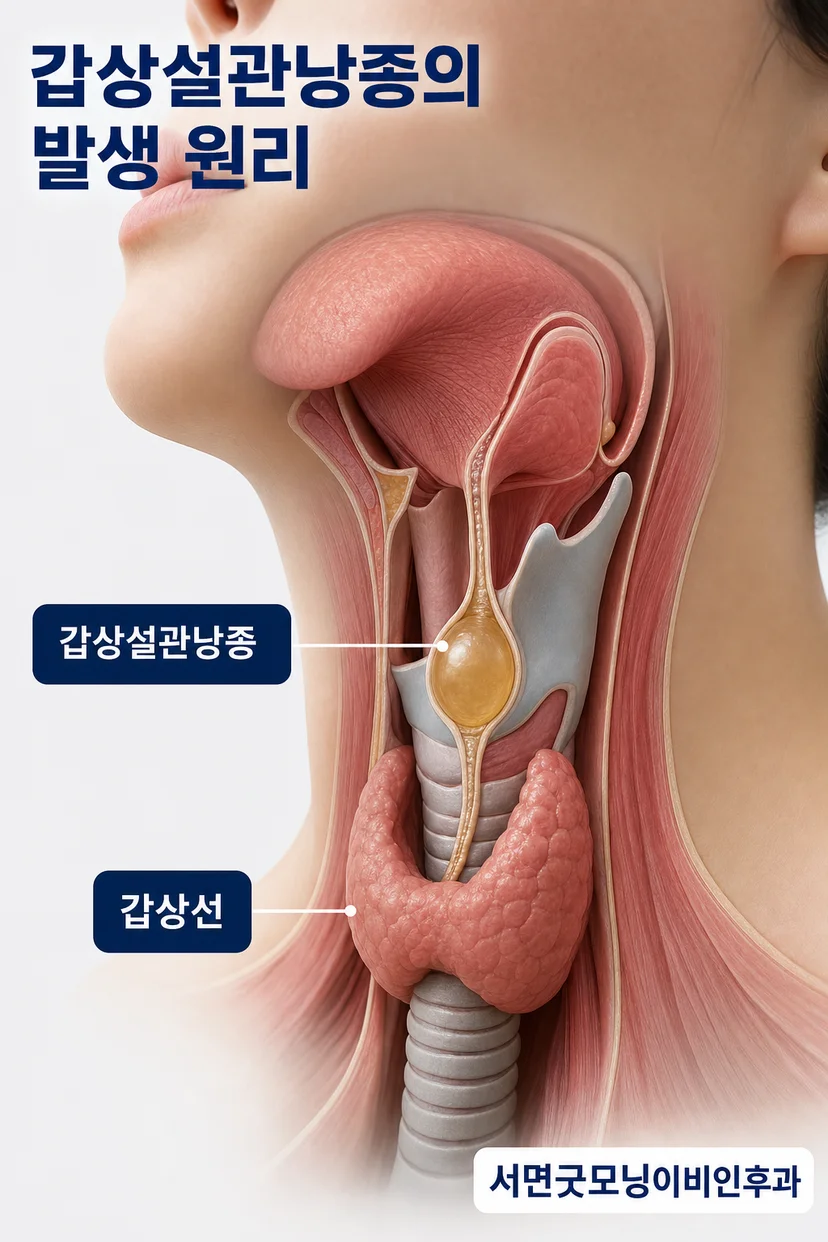 감염된 갑상설관낭종의 임상 사진
