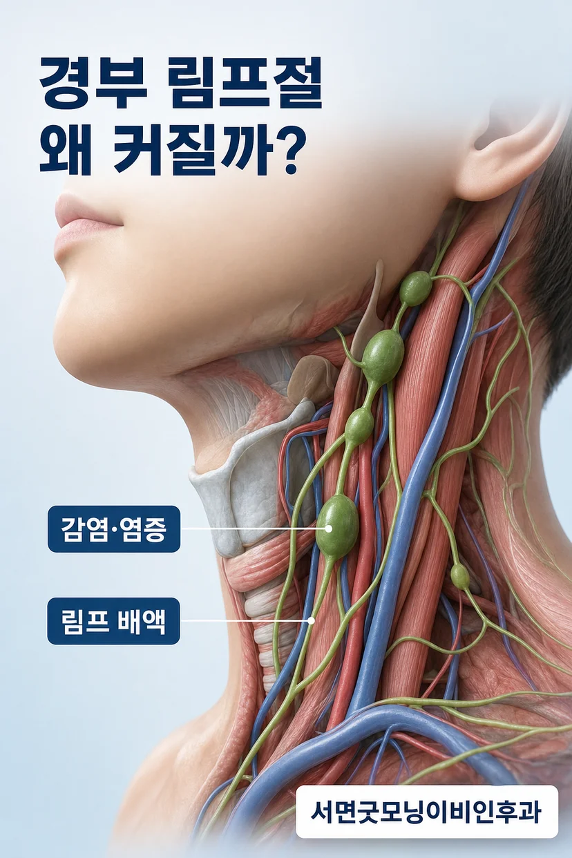 림프절의 위치와 크기 비교