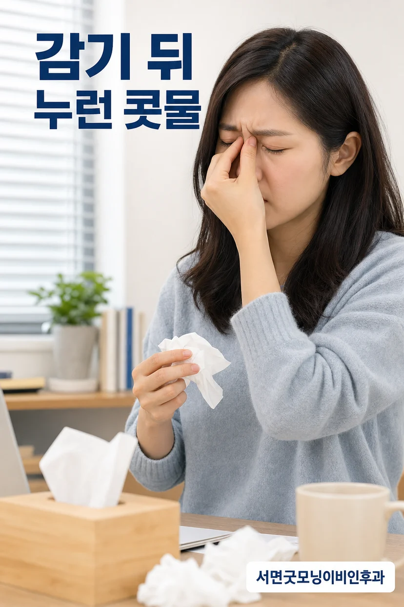 코 내부 구조와 부비동 위치를 보여주는 일러스트