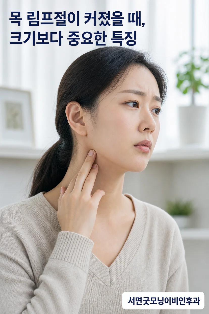목 림프절이 커진 환자의 초음파 검사 예시