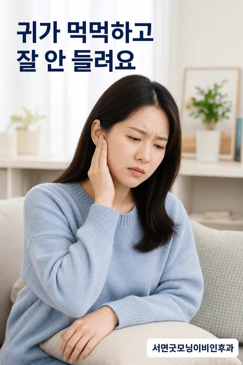삼출성중이염의 고막 내부 모습